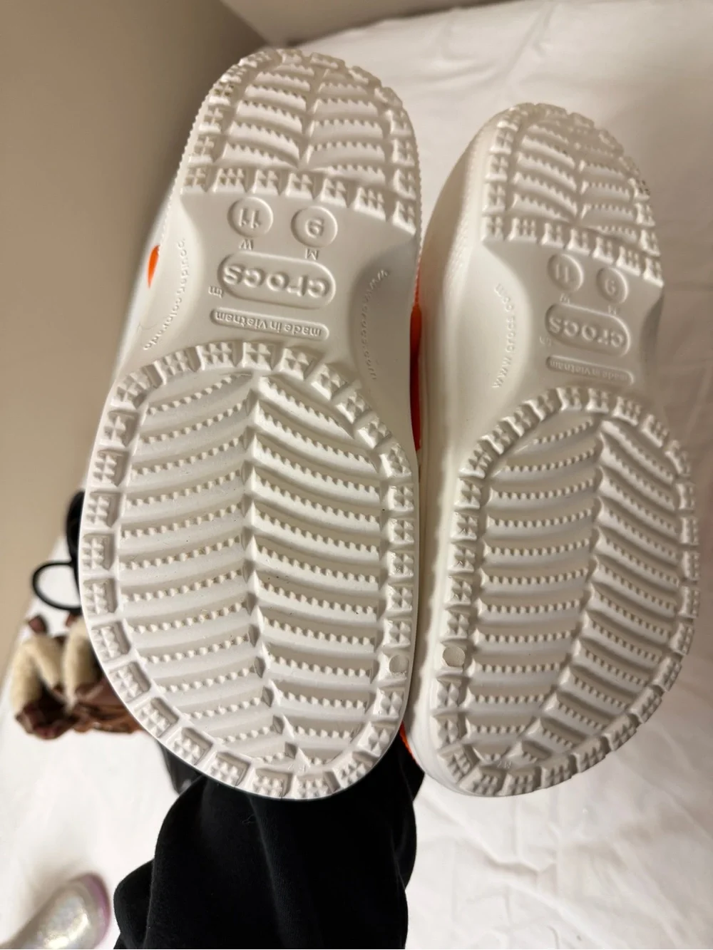 CROCS Orange and White Paw Print Classic Clog